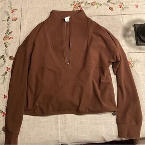 Varley half-zip adjustable bottom faux suede pullover